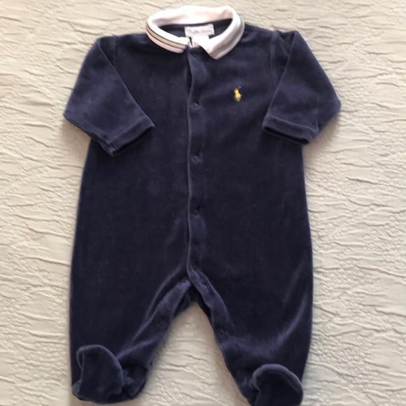 Ralph Lauren Other - Ralph Lauren long sleeve velour footie 6 months